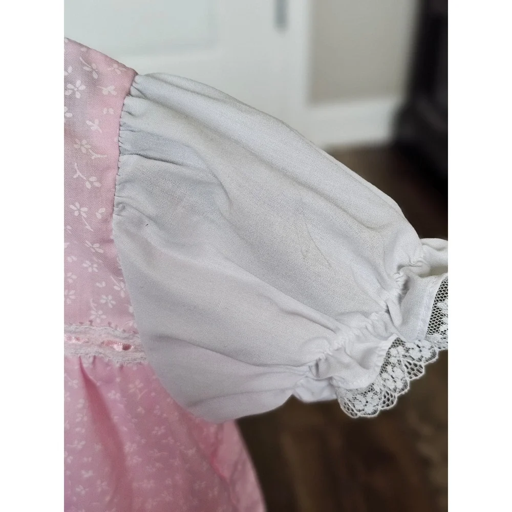 Cuties by Judy Girls Pink Floral Lace Peter Pan Collar Dress Sz 4 Vintage Style‎